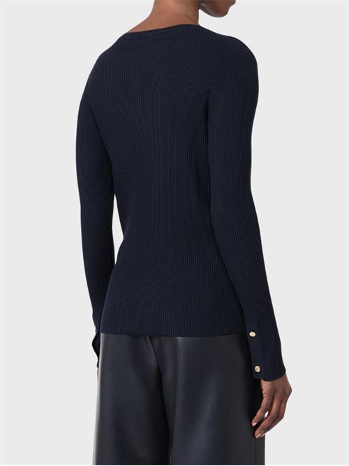 Fitted Ribbed Virgin Wool Sweater with Jewel Buttons S' MAX MARA | 2629366011600006